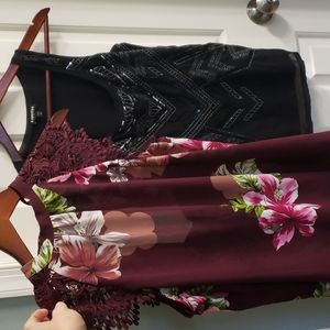 2 Express tops sequin & floral bundle